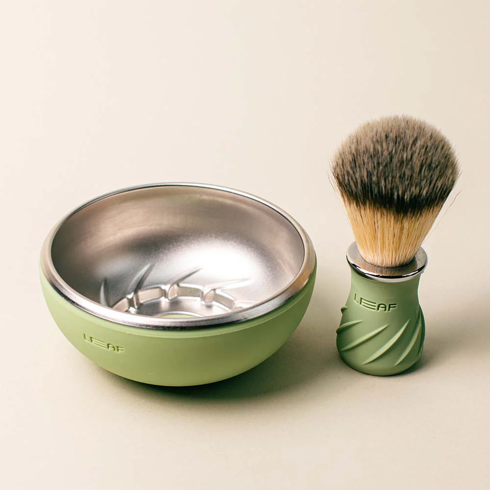 Leaf Shave Shave Bowl and Brush Set Sage
