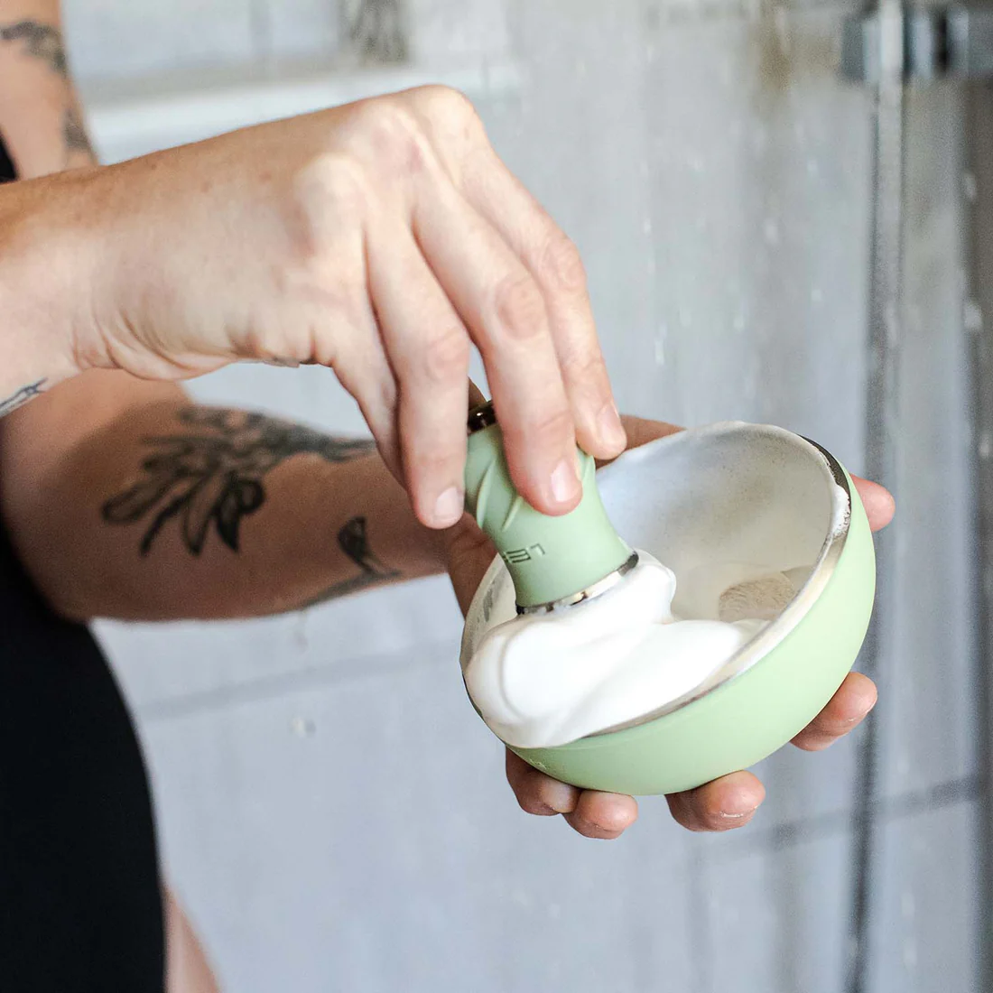 Leaf Shave Shave Bowl and Brush Set Sage
