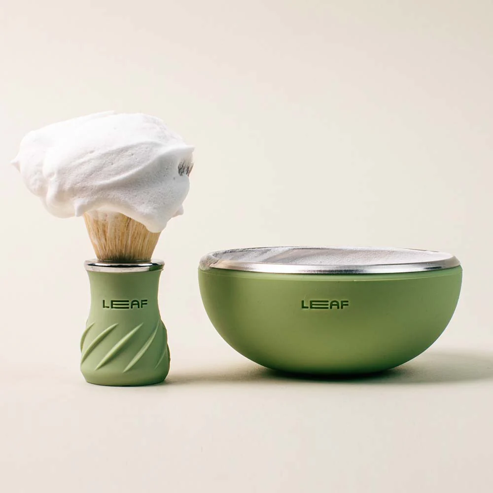Leaf Shave Shave Bowl and Brush Set Sage