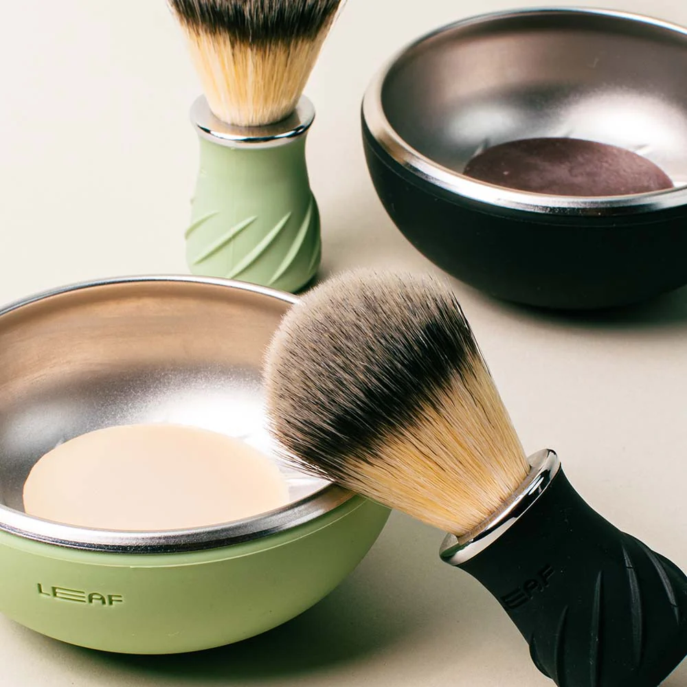 Leaf Shave Shave Bowl and Brush Set Sage